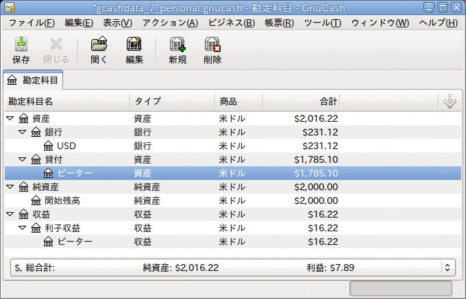 2回目の返済後の勘定科目表