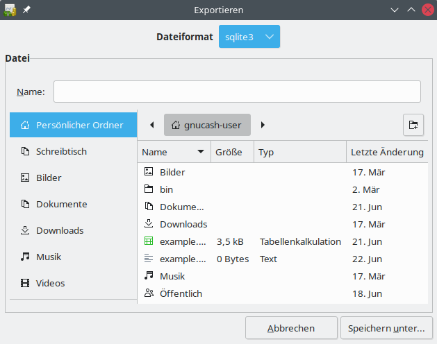 Exportieren in Datei