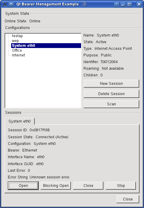 Screenshot of the Bearer Monitor example