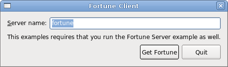 Screenshot of the Local Fortune Client example